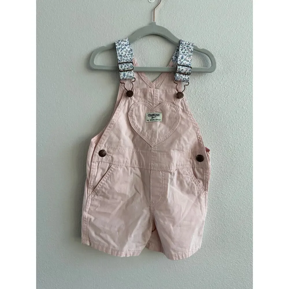 OshKosh B'gosh Pink heart Cotton Overalls Size 2T
